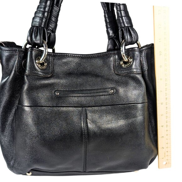 B.Makowsky Black Leather Large Slouchy Hobo Shoulder Bag Silver Chunky Hardware - Picture 3 of 11